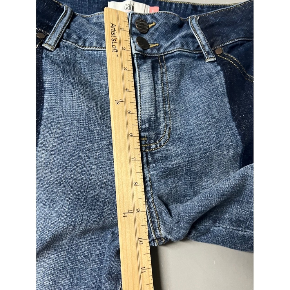 Cabi 6281 Hi-Low Crop Two-Tone Colorblock Jeans Blue Size 10 Womens Denim - Picture 8 of 9
